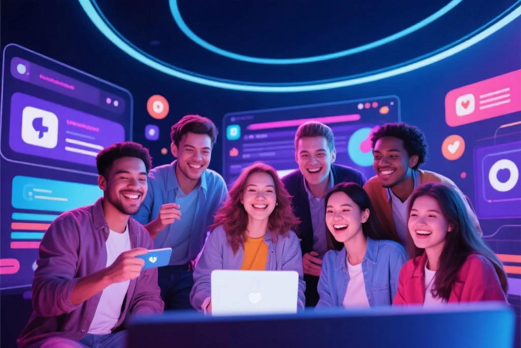 人们享受在线娱乐的场景